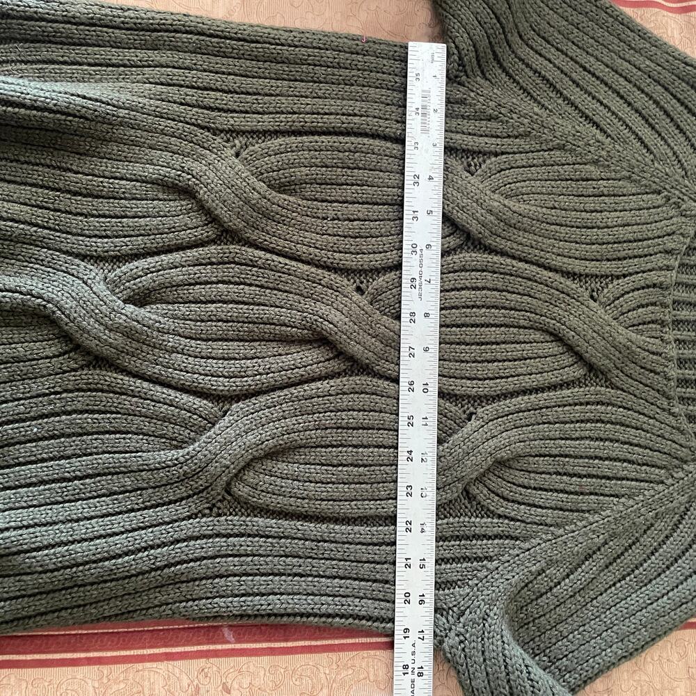 KF/KaufmanFranco Collective Olive Cable Knit Sweater Size Large High Low Wool - Picture 7 of 8